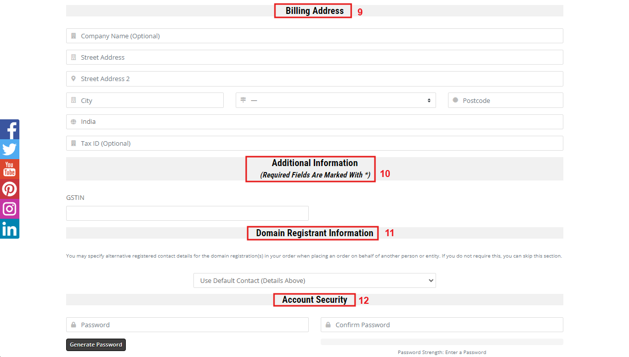 Billing address & Additionals Informations 