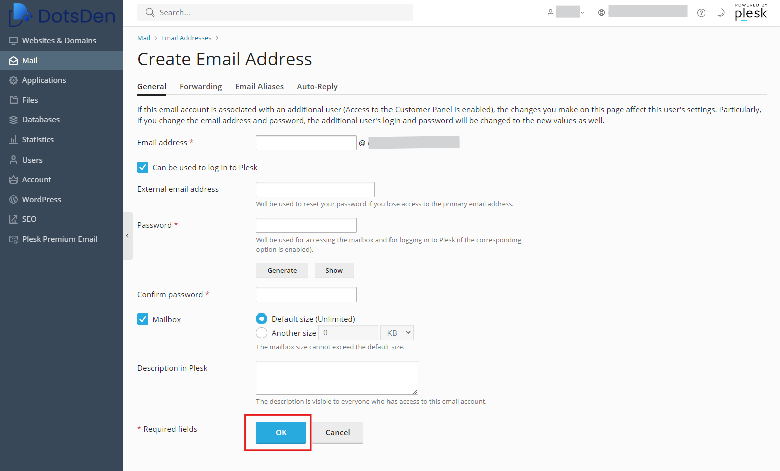 Click 'OK' to Complete the Email Account Creation Process